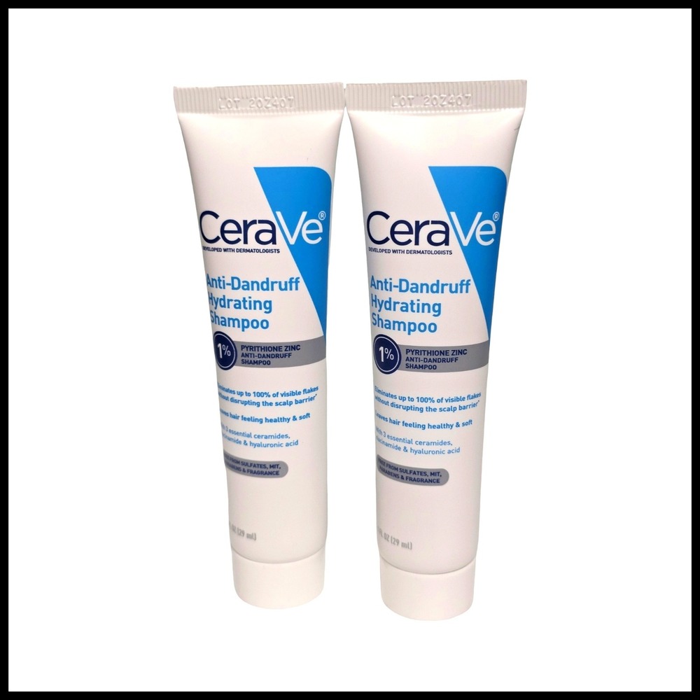 CeraVe Anti-Dandruff Hydrating Shampoo 1% Pyrithione Zinc 1oz Travel Size 2pk